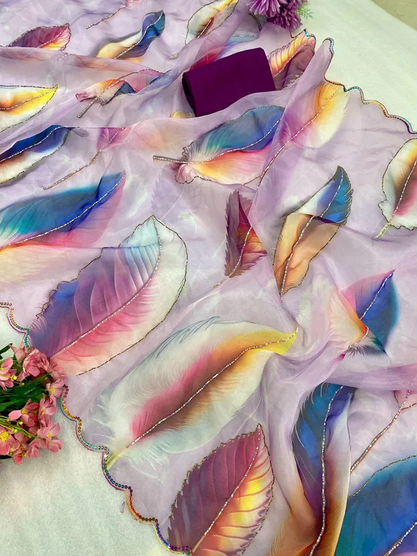 Lavender_Leaf_Handwork_Designer_Saree
