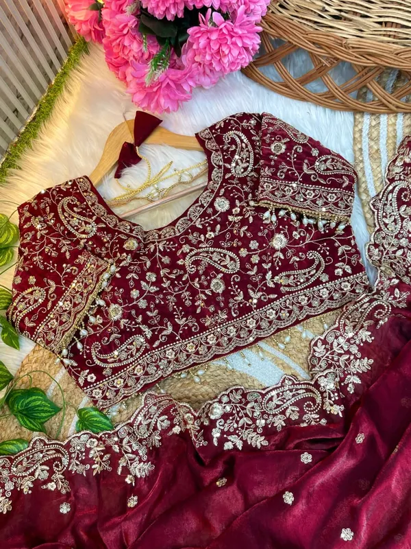 Maroon_Space_Silk_With_Embroidered_Saree