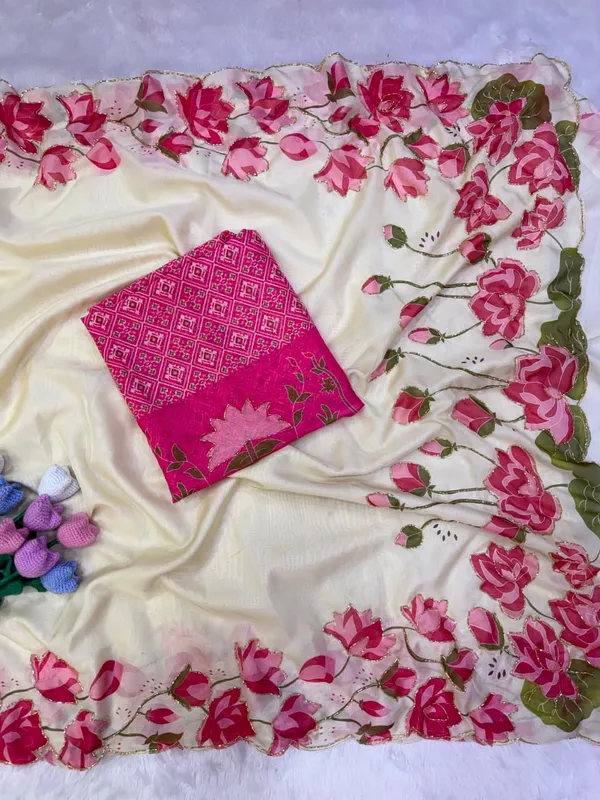 White_Floral_Embroidered_Saree
