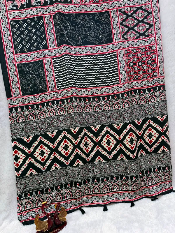 Black_Ajarakh_Print_Mirror_Embroidered_Saree