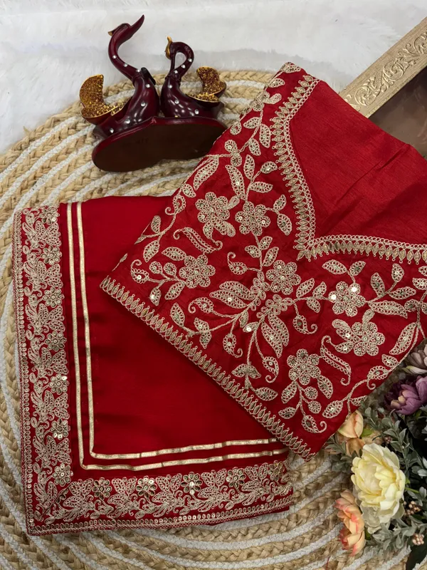 Cherry_Red_Space_Silk_With_Embroidered_Saree