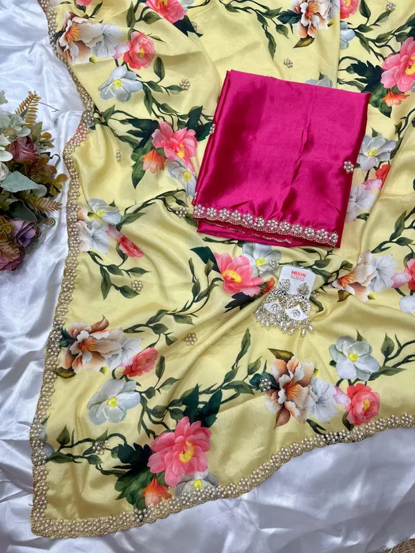Light_Yellow_Floral_Print_Embroidered_Saree