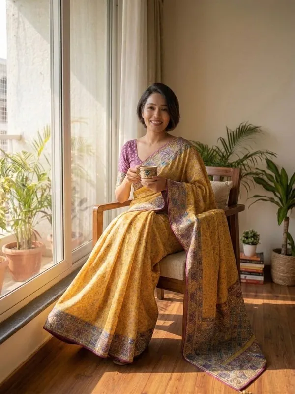 Yellow_Ajarakh_Print_Embroidered_Saree