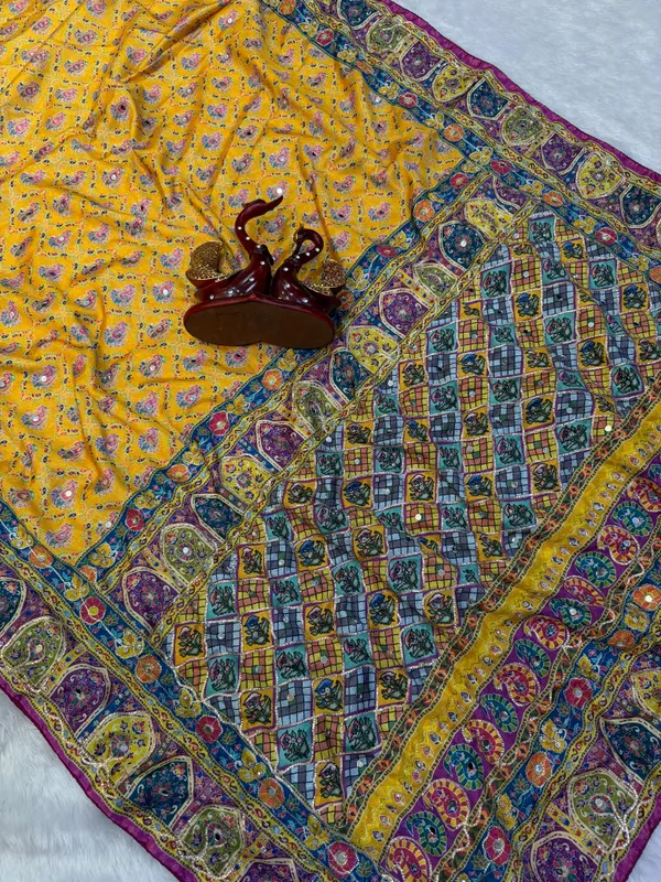 Yellow_Ajarakh_Print_Embroidered_Saree