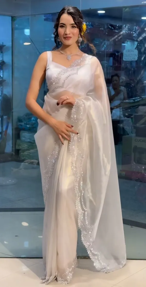 White_Zariwork_Satin_Organza_Embroidered_Saree