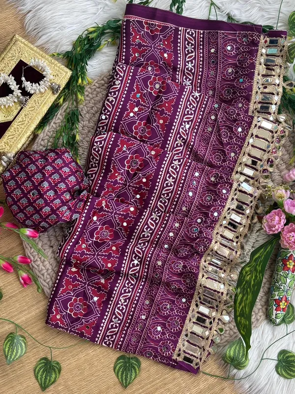 Purple_Ajarakh_Print_Mirror_Work_Saree