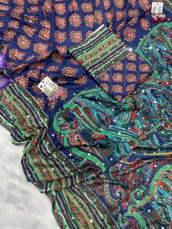 Blue_Ajarakh_Print_Mirror_Embroidered_Saree