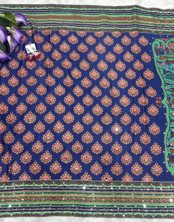 Blue_Ajarakh_Print_Mirror_Embroidered_Saree