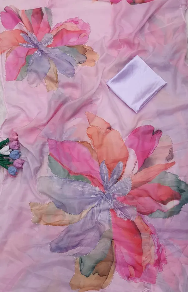 Lavender_Floral_Print_Designer_Saree