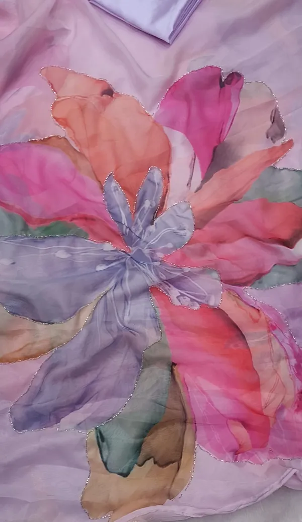 Lavender_Floral_Print_Designer_Saree
