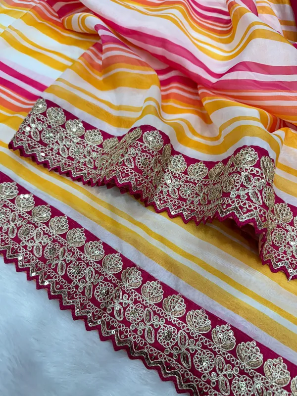 Multicolor_Lehriya_Print_Classic_Embroidered_Saree