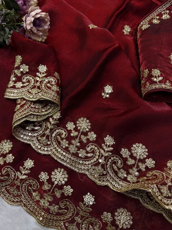 Maroon_Space_Silk_With_Embroidered_Saree