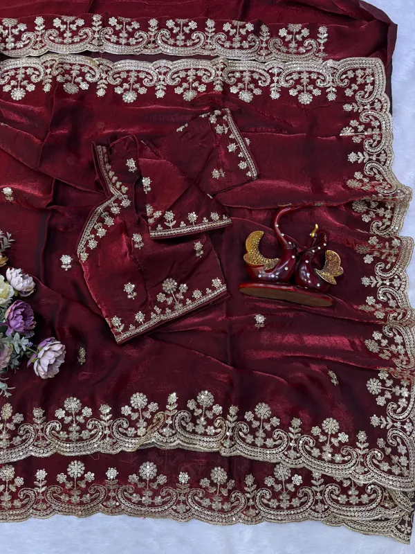 Maroon_Space_Silk_With_Embroidered_Saree