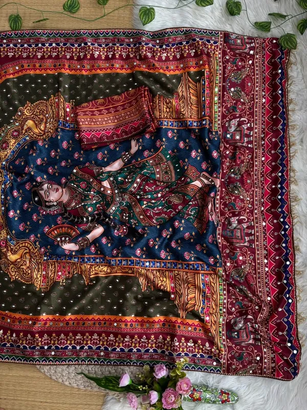 Multicolor_Ajarakh_Print_Mirror_Embroidered_Saree