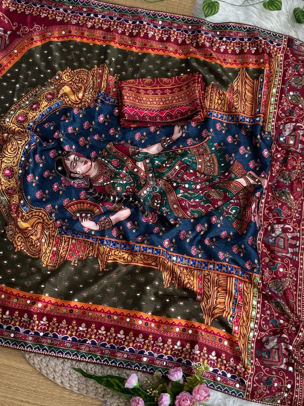 Multicolor_Ajarakh_Print_Mirror_Embroidered_Saree