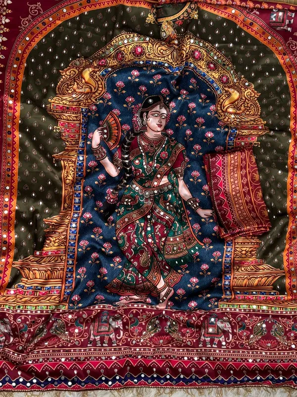 Multicolor_Ajarakh_Print_Mirror_Embroidered_Saree