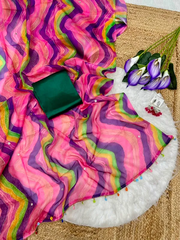 Multicolor_Lehriya_Embroidered_Designer_Saree