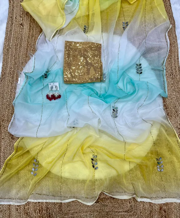 Multicolor_Organza_Silk_Designer_Saree
