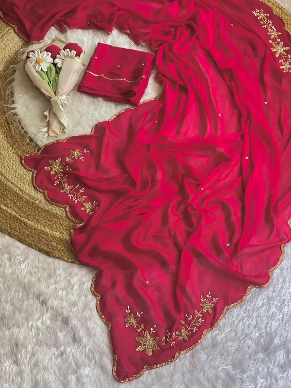 Rani_Chocolate_Silk_Handwork_Saree