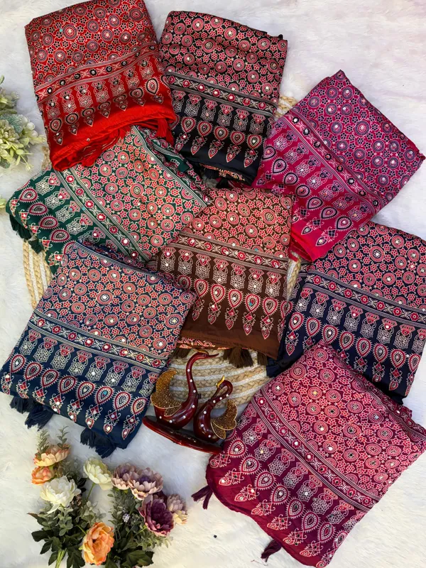 Blue_Ajarakh_Print_Mirror_Work_Saree