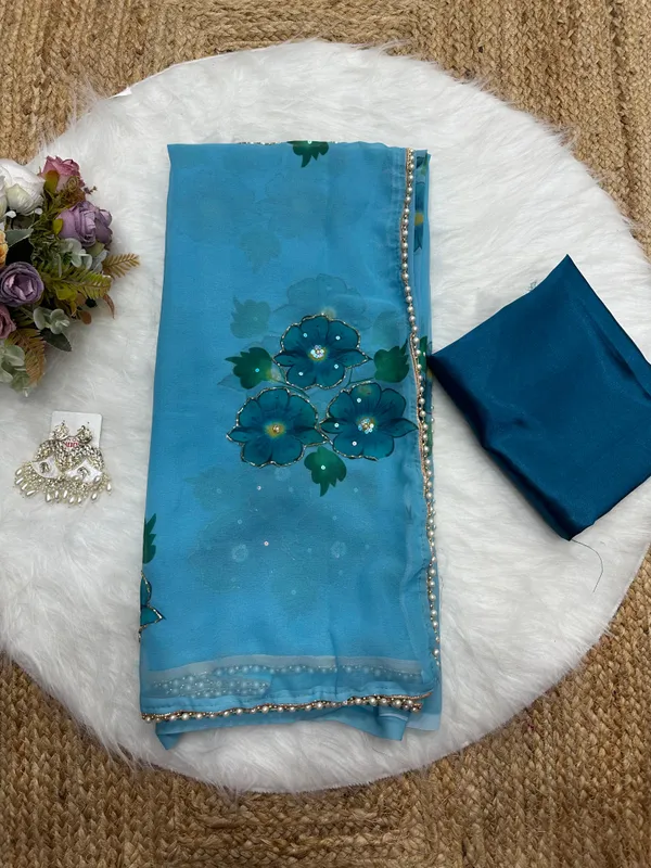 Blue_Katdana_and_Beads_Hand-Embroidered_Saree