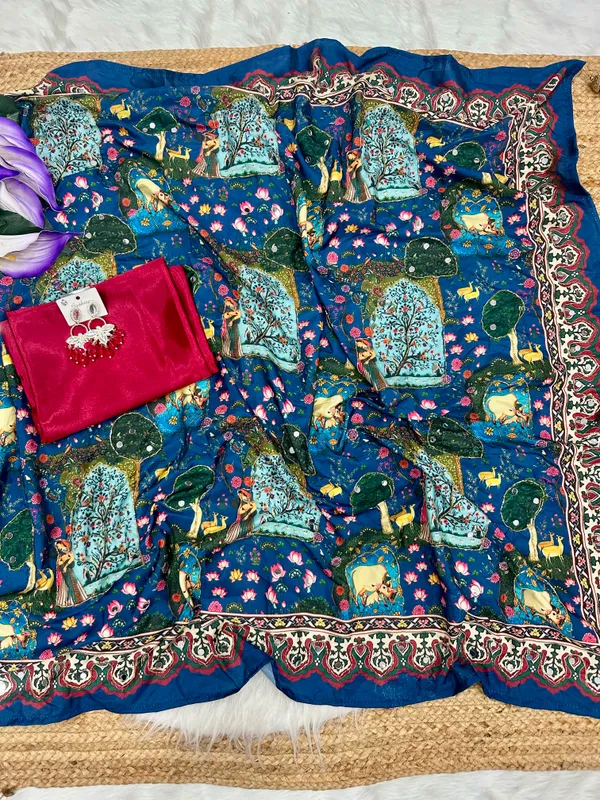 Navy_Blue_Pichwai_Print_Hand_Embroidered_Saree
