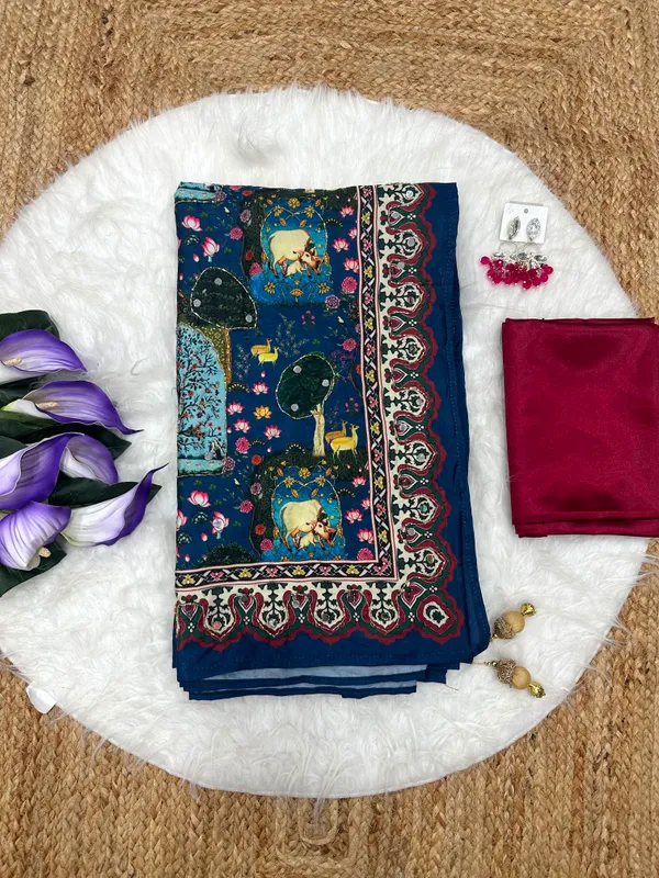 Navy_Blue_Pichwai_Print_Hand_Embroidered_Saree