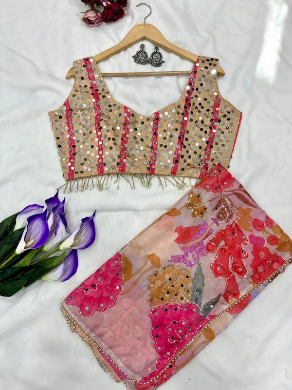 Multicolor_Mirror_Embroidered_Designer_Saree