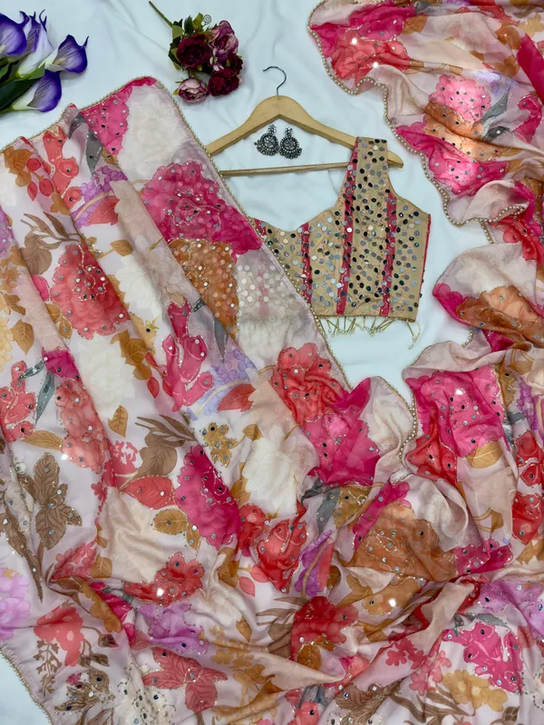 Multicolor_Mirror_Embroidered_Designer_Saree