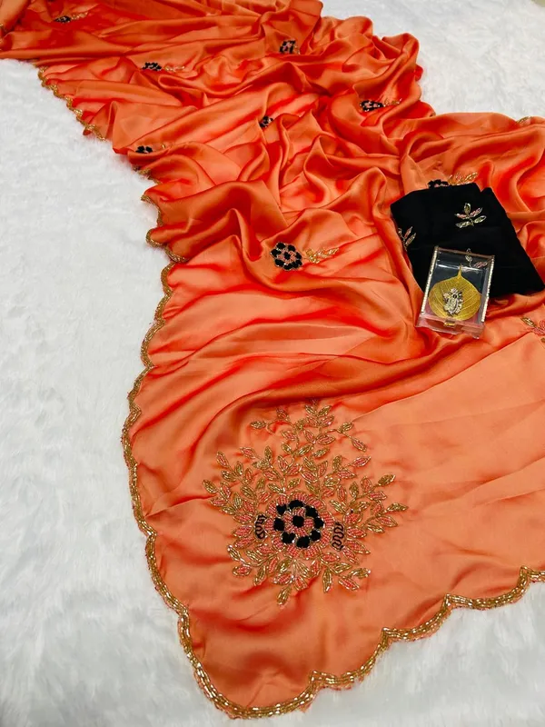 Peach_Shaded_Katdana_and_Beads_Hand-Embroidered_Saree