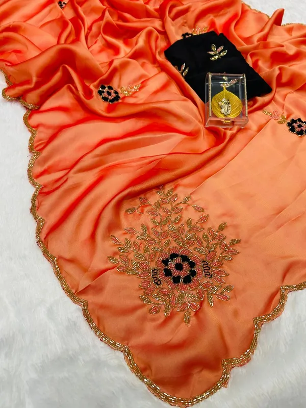 Peach_Shaded_Katdana_and_Beads_Hand-Embroidered_Saree