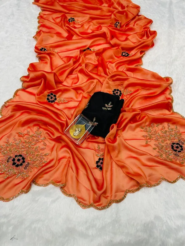 Peach_Shaded_Katdana_and_Beads_Hand-Embroidered_Saree