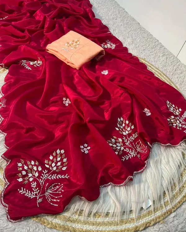 Rani_Satin_Silk_Handwork_Saree