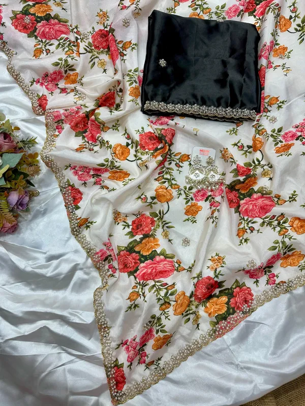Off-White_White_Floral_Print_Embroidered_Saree
