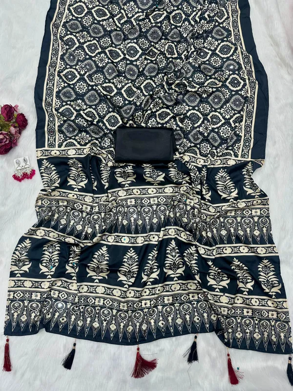 Black_Ajarakh_Print_Mirror_Embroidered_Saree