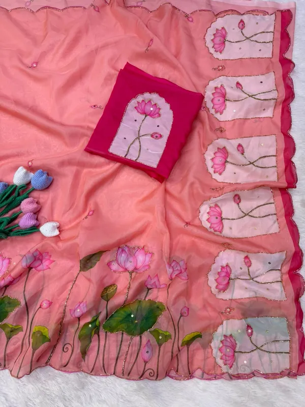 Peach_Floral_Embroidered_Saree