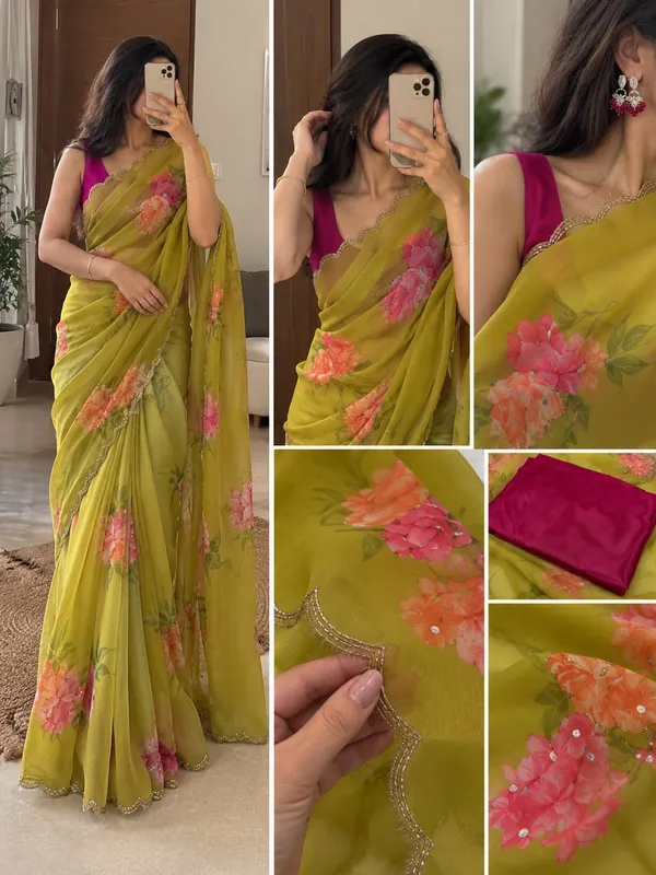 Perot_Green_Floral_Embroidered_Saree