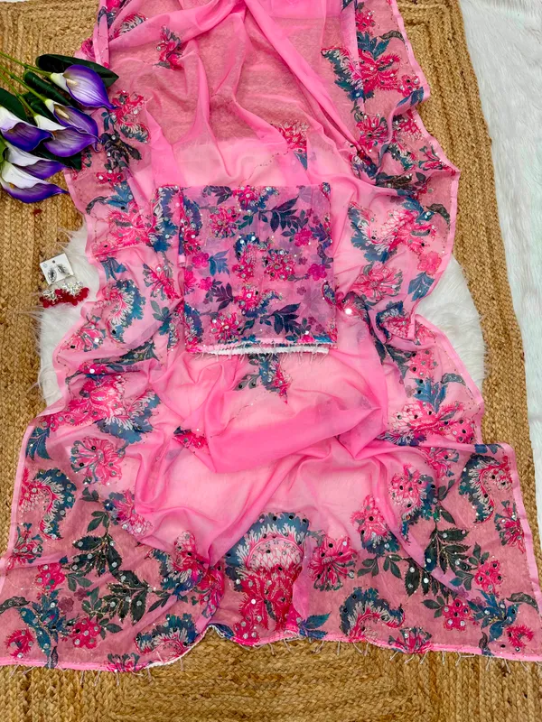 Pink_Mirror_Embroidered_Designer_Saree