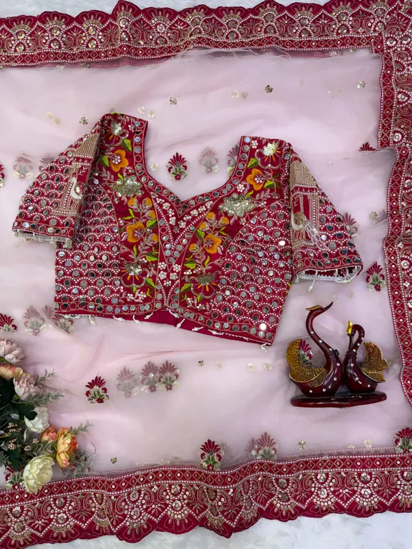 Pink_Organza_Silk_Embroidered_Saree
