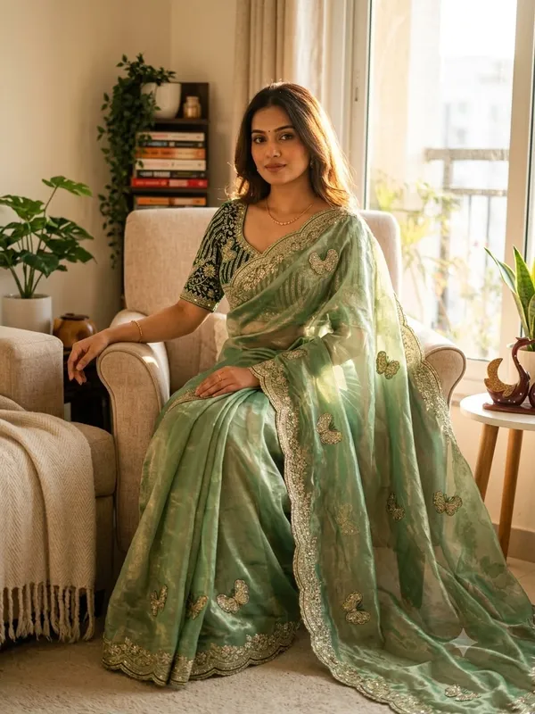 Pista_Space_Silk_Embroidered_Saree