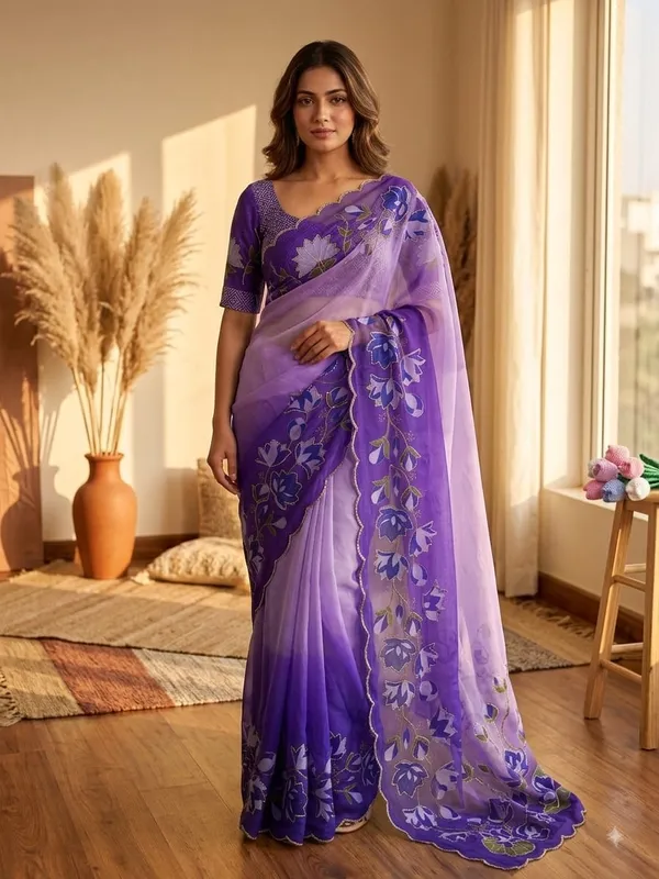Purple_Shaded_Floral_Embroidered_Saree