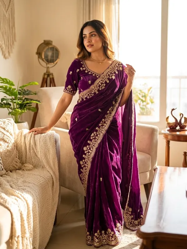 Purple_Space_Silk_With_Embroidered_Saree