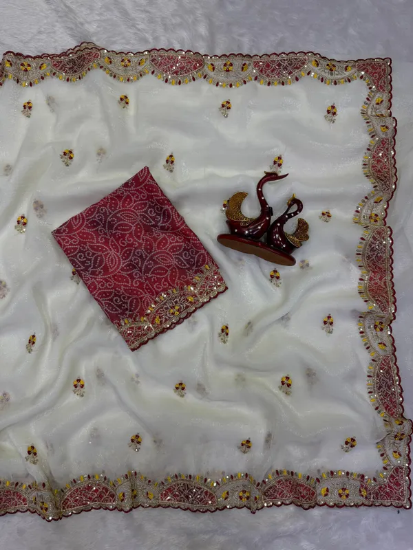 White_Crunchy_Silk_Designer_Saree