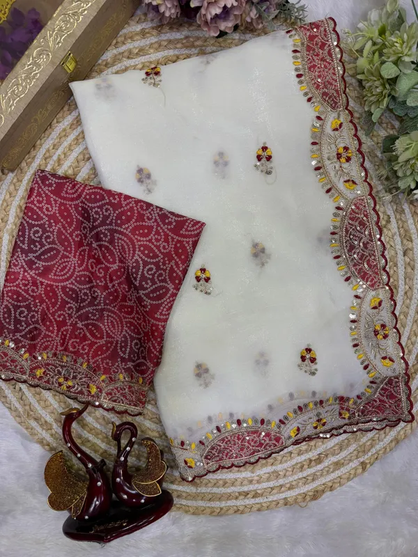 White_Crunchy_Silk_Designer_Saree