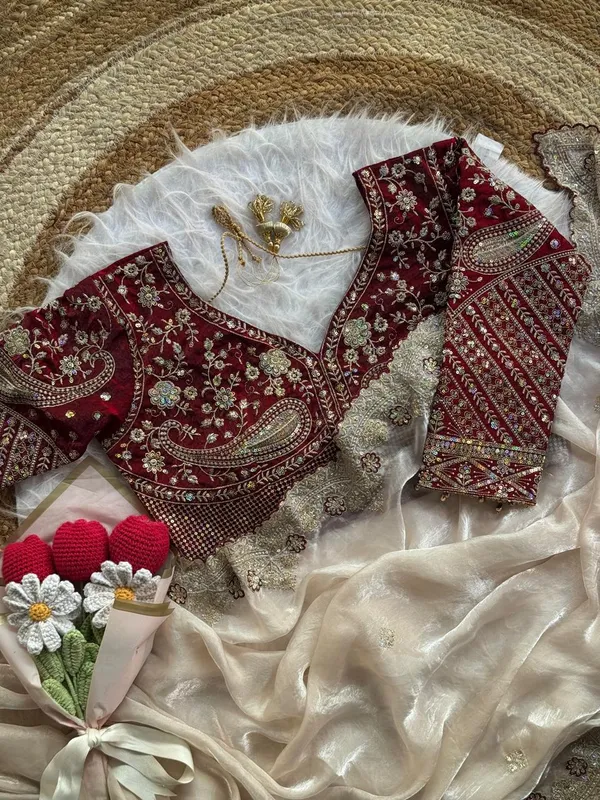 Cream_Space_Silk_Designer_Saree
