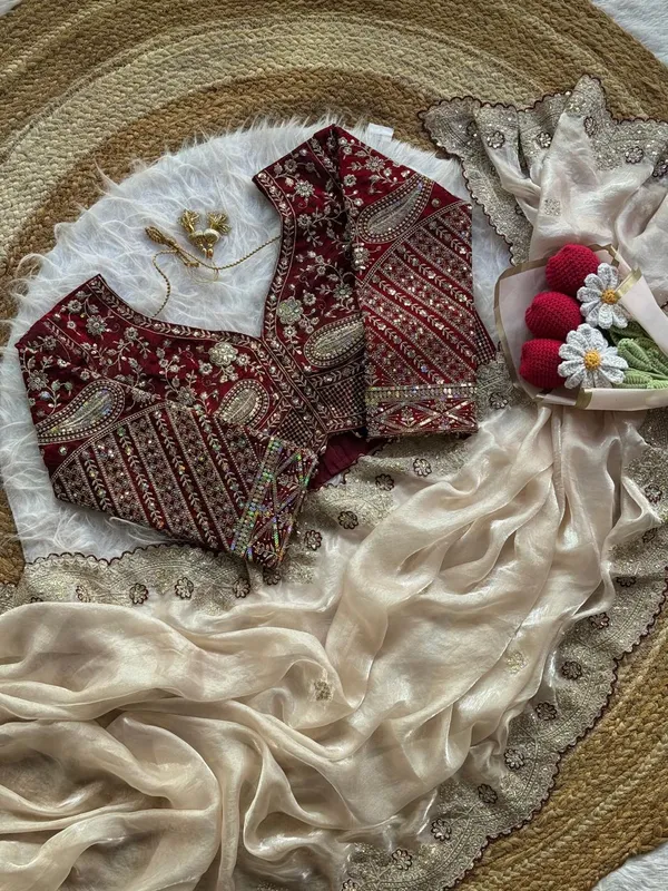 Cream_Space_Silk_Designer_Saree