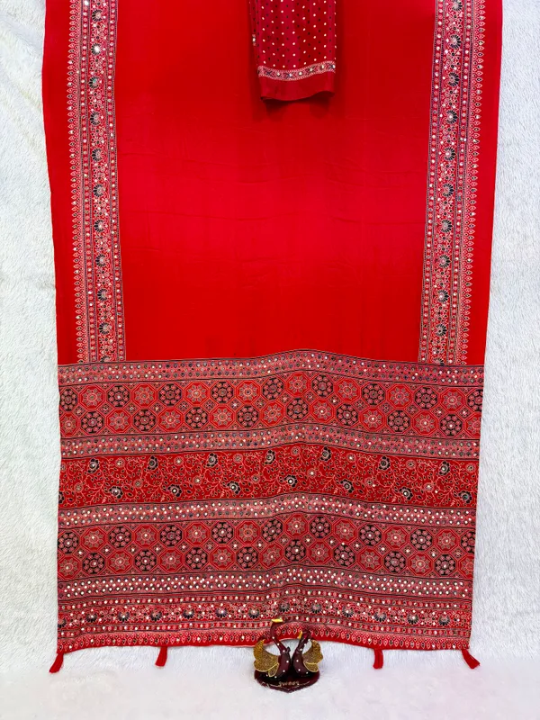 Red_Ajarakh_Print_Mirror_Embroidered_Saree