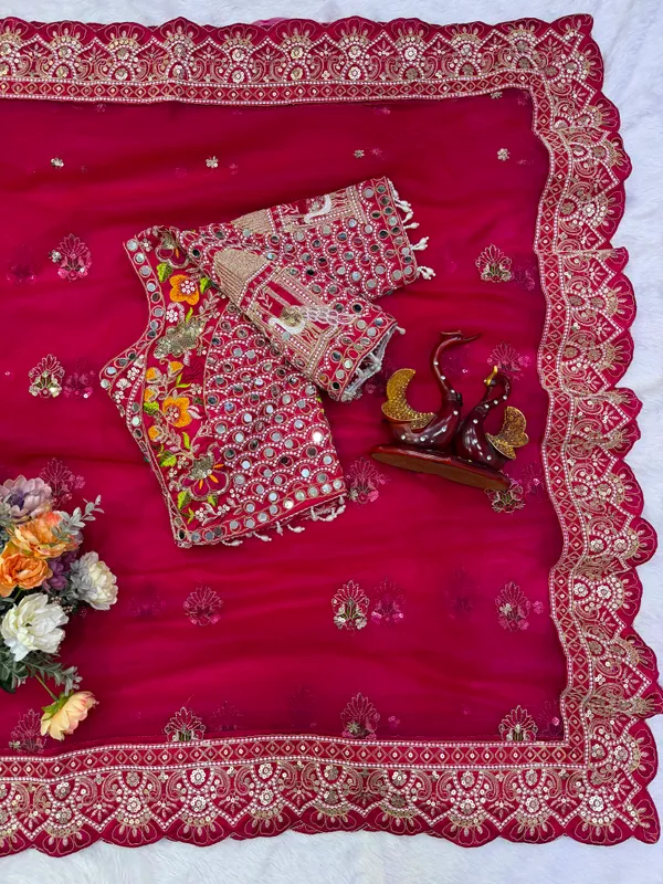 Red_Organza_Silk_Embroidered_Saree