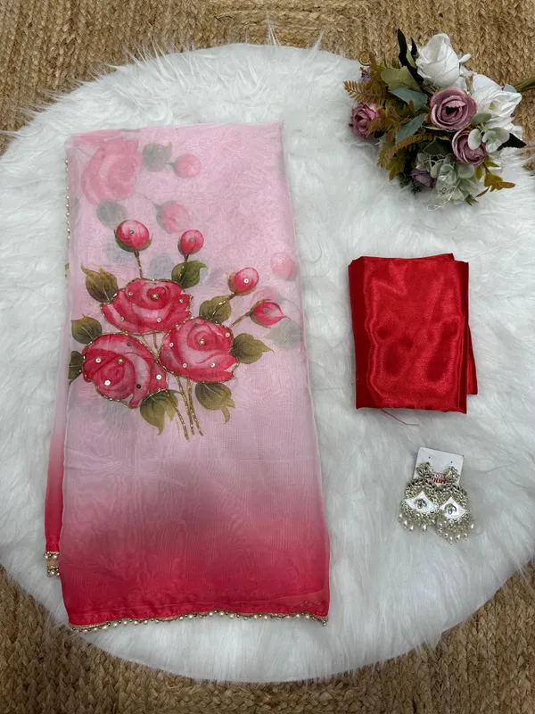 Cherry_Red_Katdana_and_Beads_Hand-Embroidered_Saree