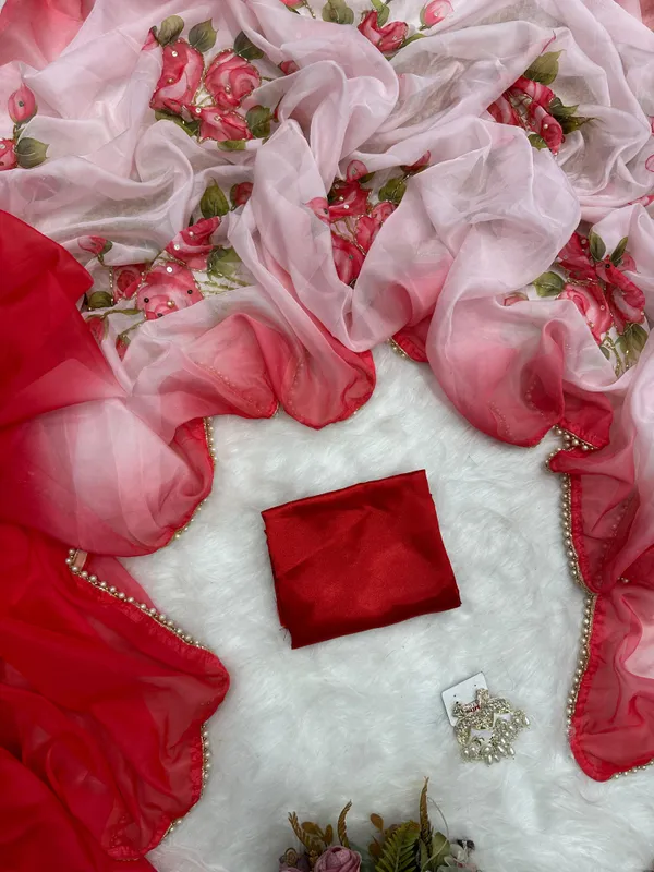 Cherry_Red_Katdana_and_Beads_Hand-Embroidered_Saree